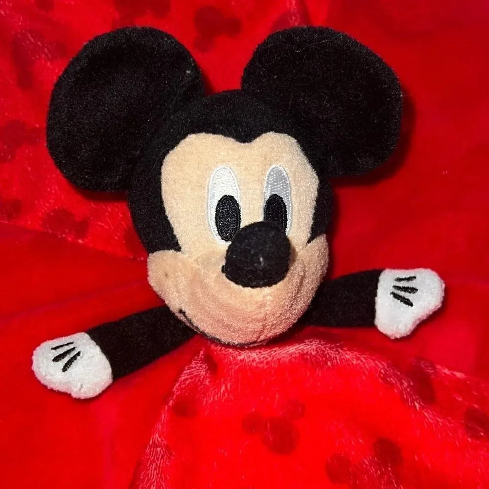 Disney Baby Mickey Mouse Lovey Plush Blanket Red Yellow Crinkle Ears Stuffed